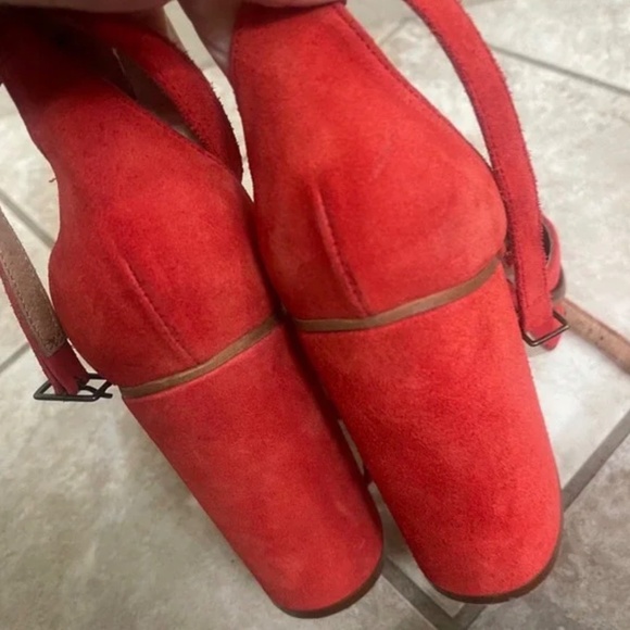 Free People 39(USA 9)Red Remi Double Ankle Strap Suede Block Platform Heel - Picture 5 of 10